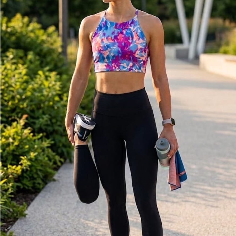 Old Navy Floral Multicolor Crop Sports Tank Top